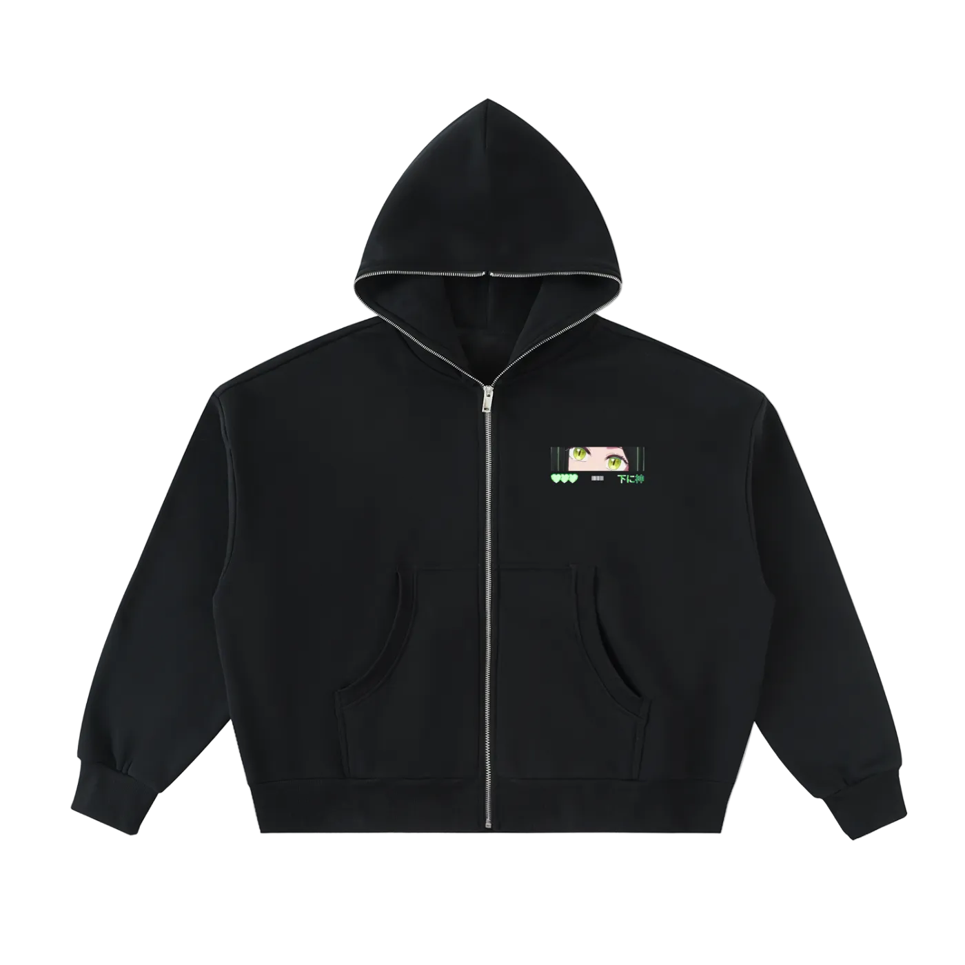 Undr God Emerald Full-Zip Boxy Hoodie (Top//set)